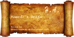 Hamrák Anita névjegykártya