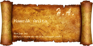 Hamrák Anita névjegykártya